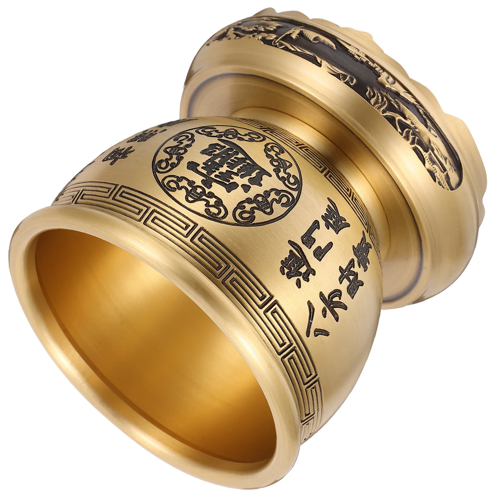 

Brass Fortune Bowl Chinese Wealth Treasure Basin Decor Prosperity Money Storage Multifunctional Sacrificial Cup