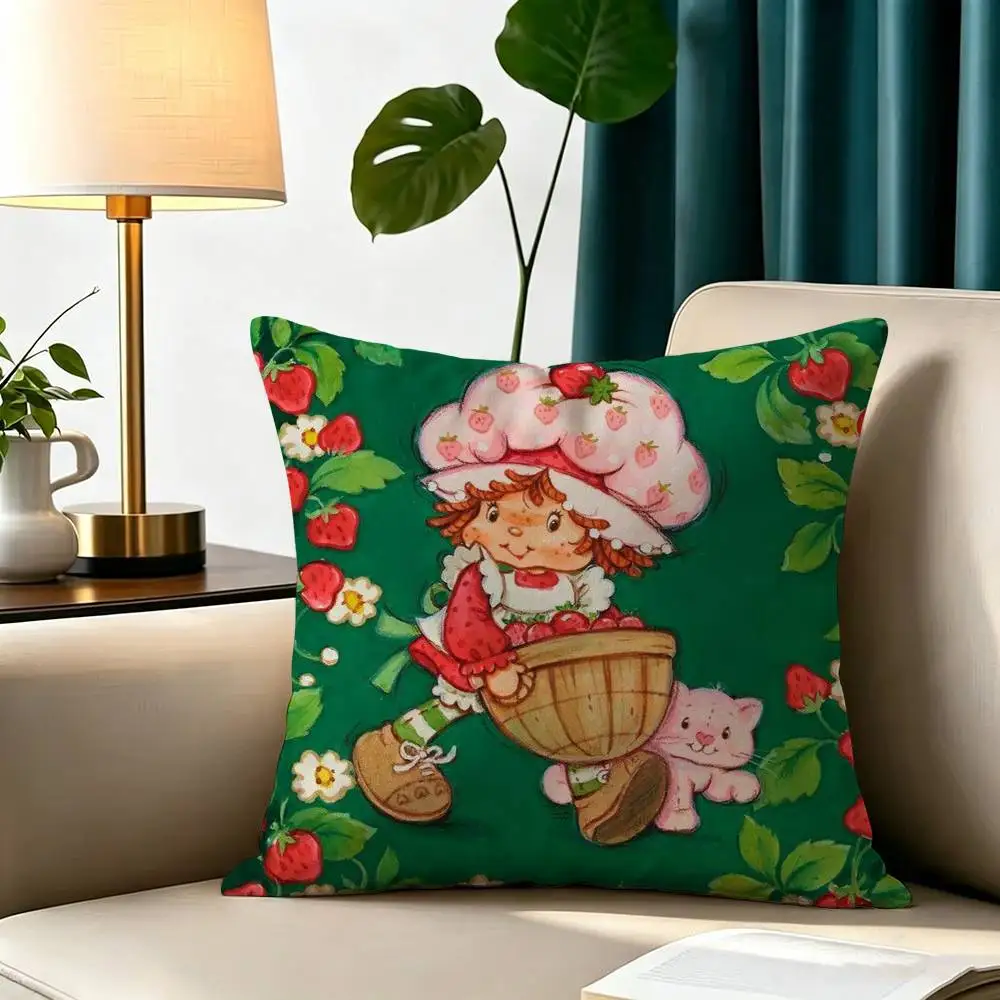 Cute S-Strawberry S-Shortcake-GirL  Pillow Case Square Double-Sided Sofa Cushion Cover Bedroom Bedside Pillow