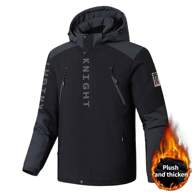 New Men\'s Ski Jacket Fashion Windproof Warm Large Cotton-padded Clothes Thickened Loose Snow Coat Outdoor Sports Camping Brand