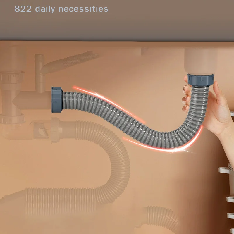 convenientGarbage Disposal Drain Hose with 2 Outlet Pipe for Kitchen Sink Double Washing Basin Leak Resistance Design