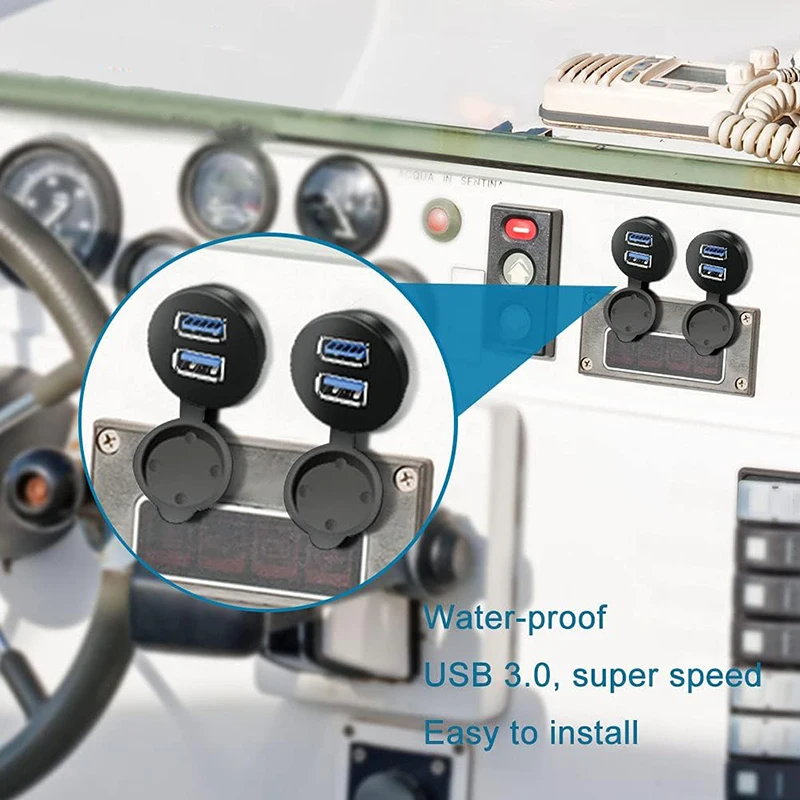 1m 3ft 2 Ports Dual USB 3.0/2.0 Dashboard Panel Flush Mount Extension Cable for Car Truck Boat Motorcycle Waterproof Cord
