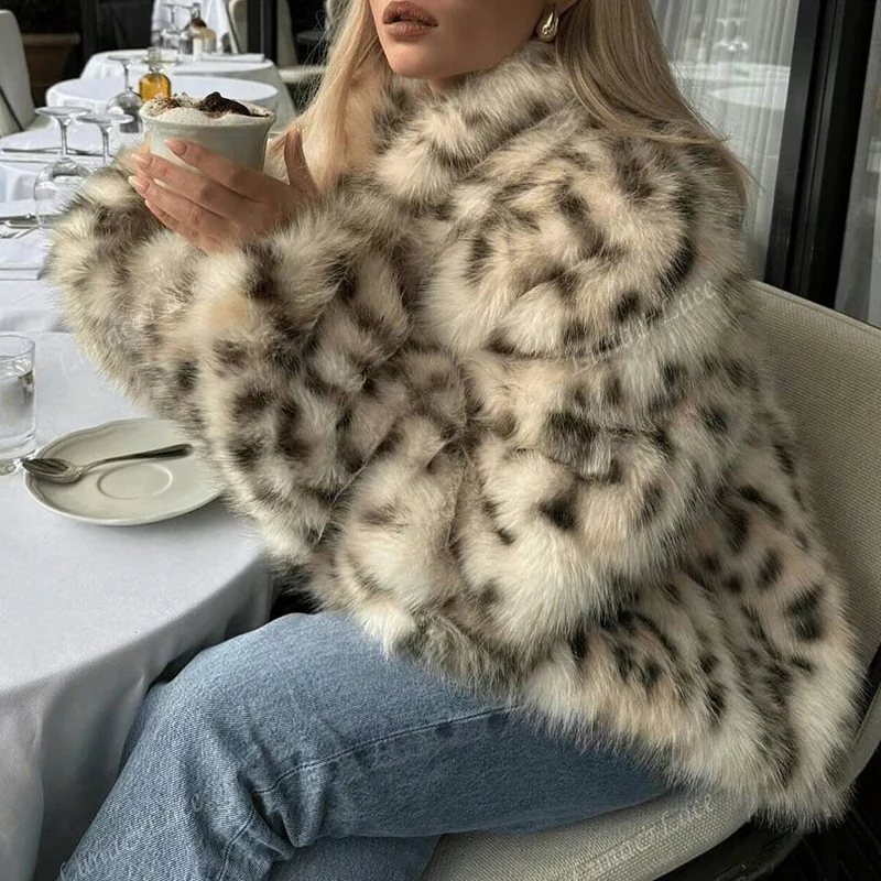 2026年秋冬アニマルプリントレトロフェイクファージャケットコート