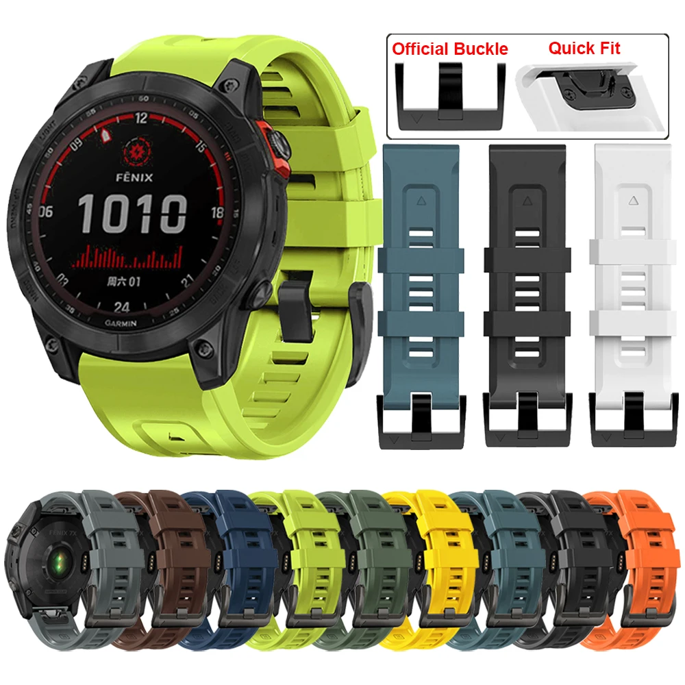 QuickFit-Correa de silicona para Garmin Epix Gen 2/Fenix 7X 7/6 6X Pro/5 5X Plus 3 3HR/descenso G1, pulsera de reloj Solar, 22mm, 26mm