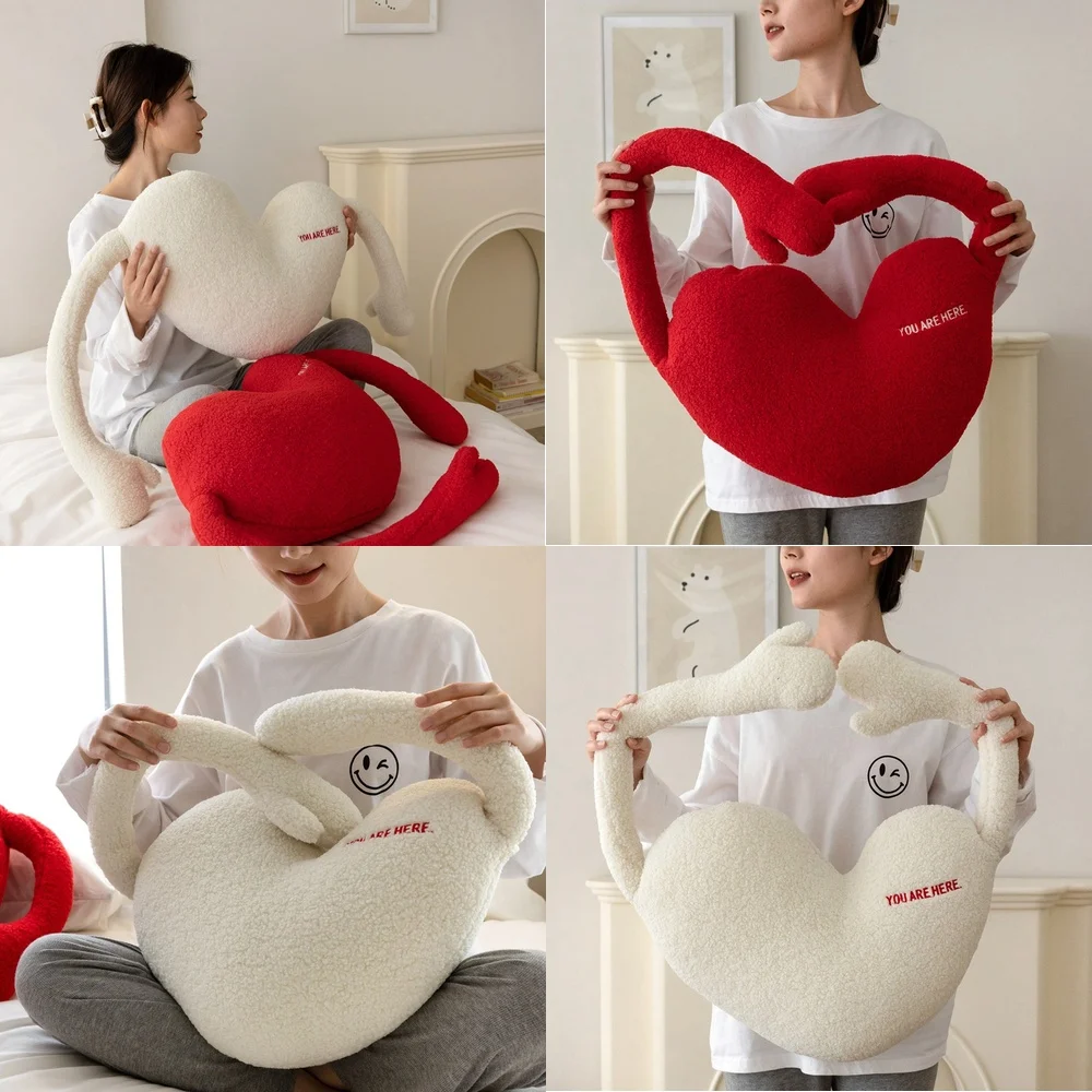 

Red Heart Plush Sofa Pillow Backrest Cushion for Pets Dog Cat Bed Head Rest Decorative Throw Pillow Home Living Room Decor