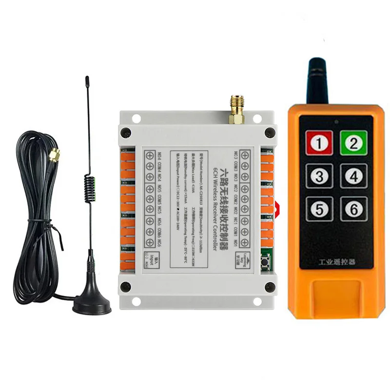 

433mhz DC 12V 24V 36V 6CH 6 Channel RF Wireless Remote Control System Receiver Transmitter Universal power industrial 20-2000m