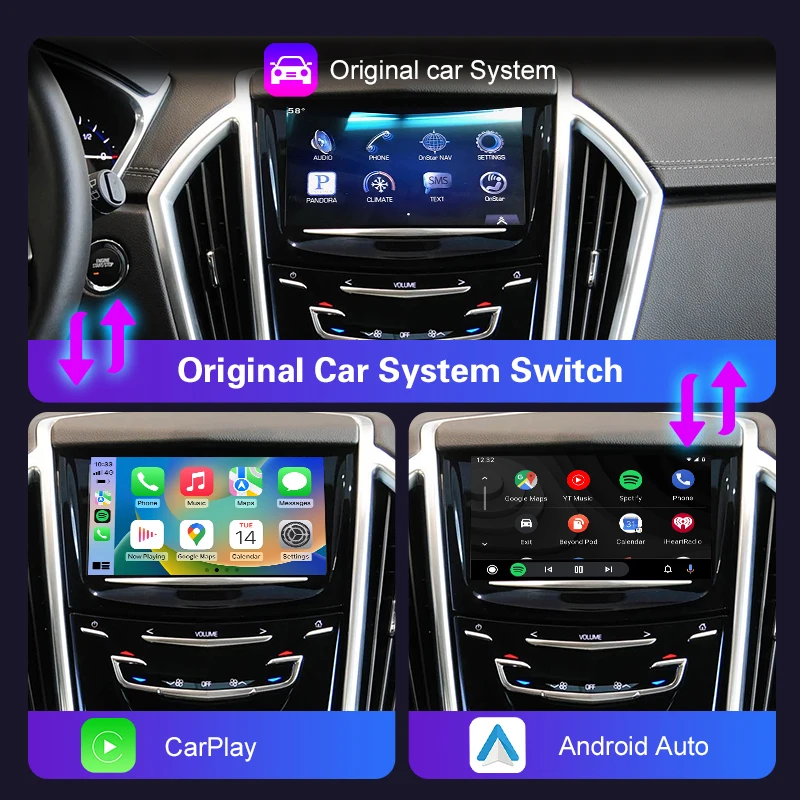 Wireless CarPlay & Android Auto Adapter for Cadillac SRX 2013-2017 CTS ATS XTS XT5 8
