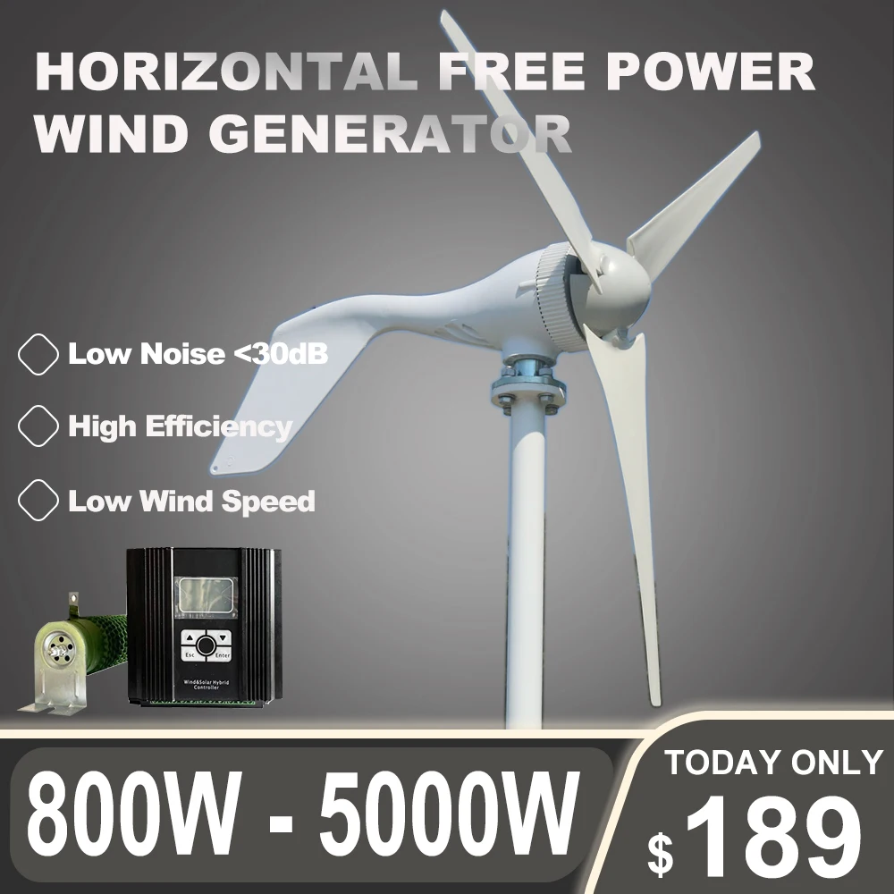 High Power 1KW Residential Wind Turbine 3kw 5kw Camping Windmill 12v 24v 48v Fan Free Energy Magnetic Home Appliance Generators