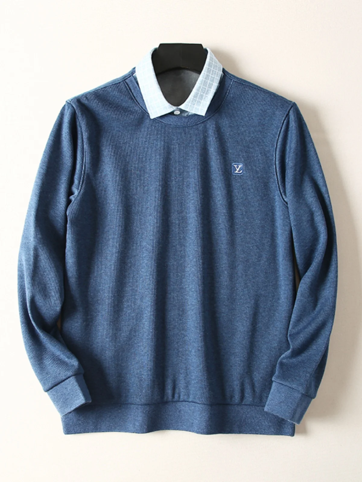 الرجال Thiened Fce اصطف irt طوق وهمية قطعتين قمة دافئة سهلة الرعاية لا بيلينغ الخريف الشتاء Faion الحضرية Sle متماسكة...