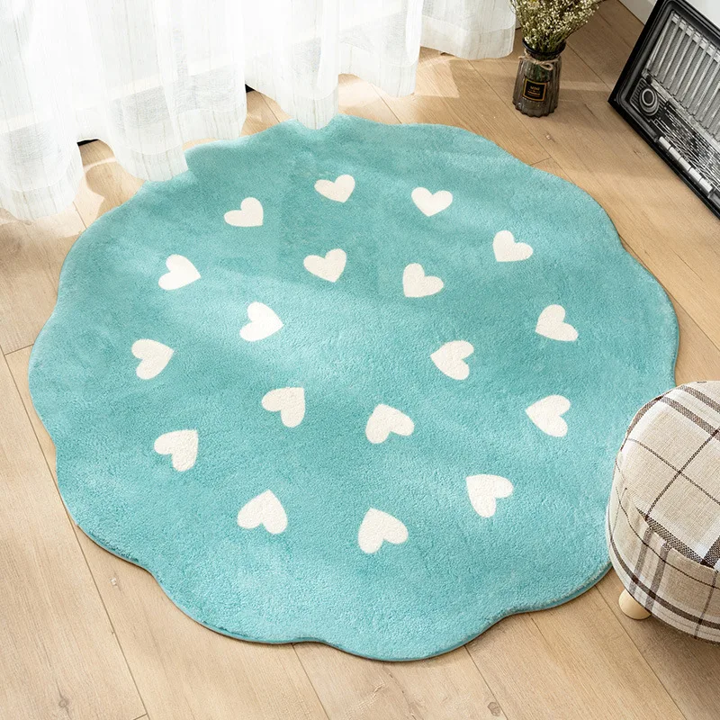 VIKAMA Imitation Cashmere Heart-Shaped Living Room Carpet Bedroom Bedside Rug Piano Hanging Chair Round Cushion Home Decoration