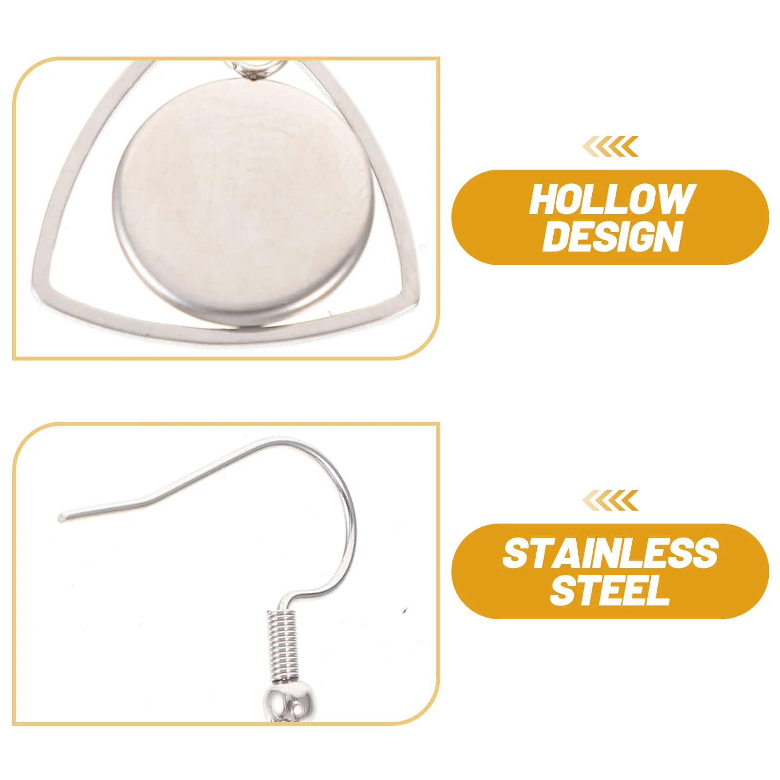 

20pcs Stainless Steel Earring Hooks Bezels For Diy Jewelry Making Pendant Trays Earring Blanks Findings Replacement Accessories