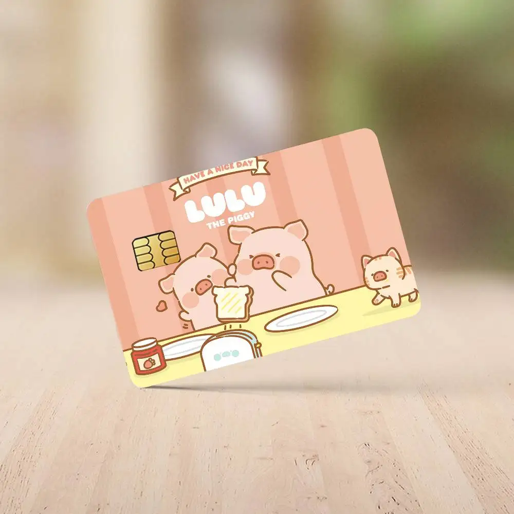 ملصقات بطاقات الائتمان الكرتونية لولو ذا بيجي لحافلة البنك مترو 4 قطع غطاء فيلم هدية