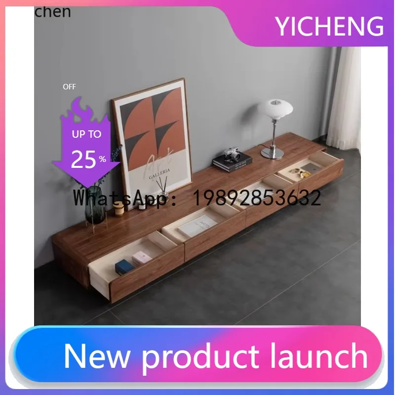 

X7 Black Walnut TV Cabinet Set All Solid Wood Furniture Simple Floor Cabinet