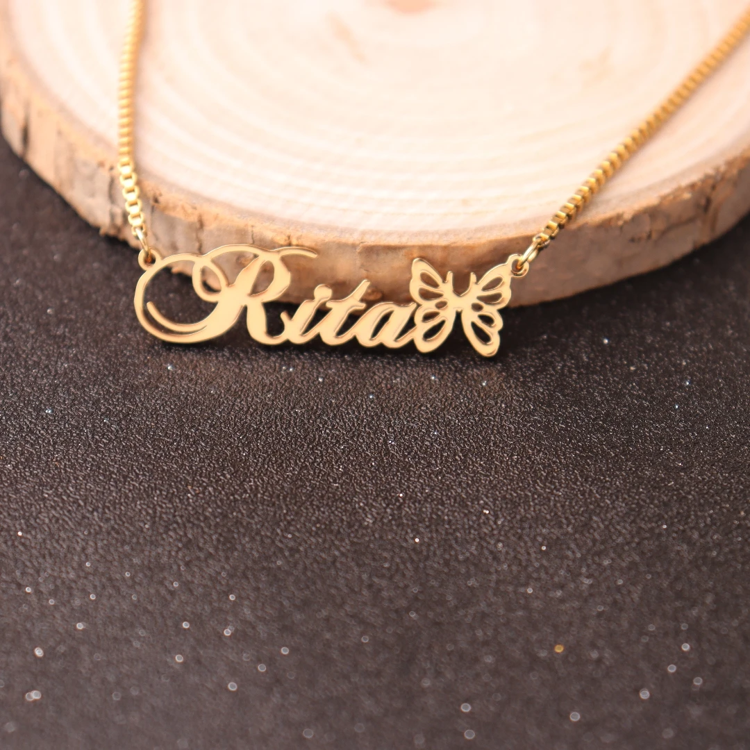 Personalised Gold Name Necklace with Box Chain  Custom Name Necklace Handmade Jewelry Personalised Birthday Gift for Her Mom