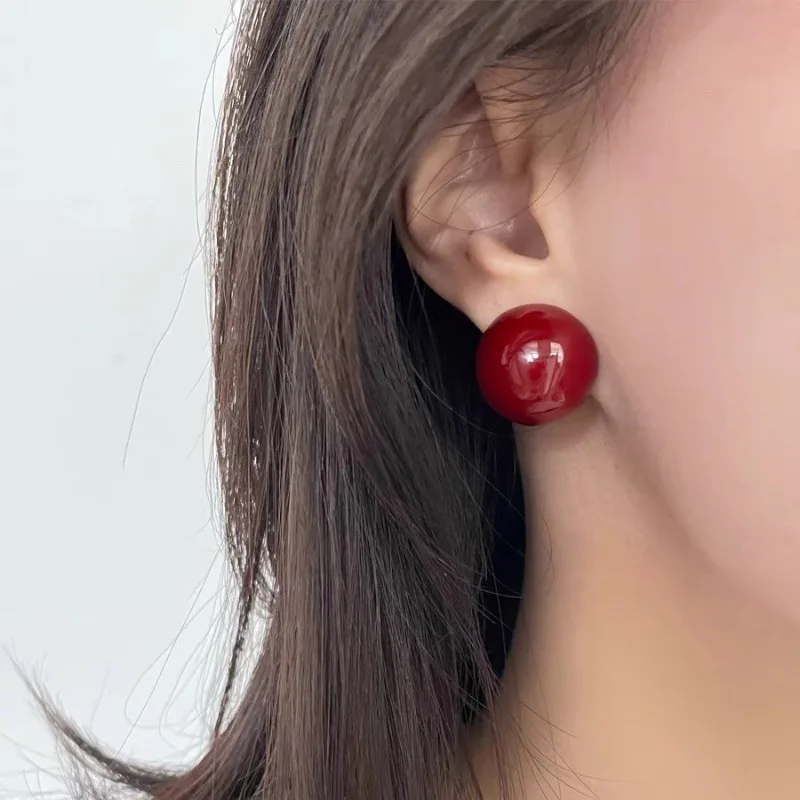 Vintage Enamel Drip glazed Hemispherical Earrings for Women Light Luxury High-end Unique Banquet Elegant Jewelry Gift Trend