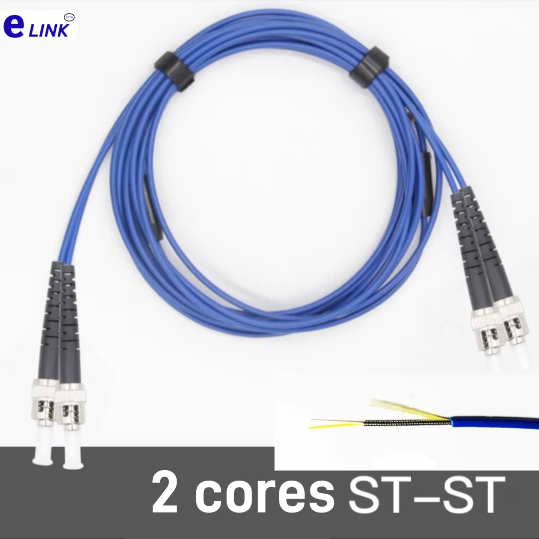 Fiber Patch Cord Armored 2C ST-ST 1m-300m singlemode 100m 120m 50m blue 2 cores duplex optical fibre SM DX waterproof ratproof