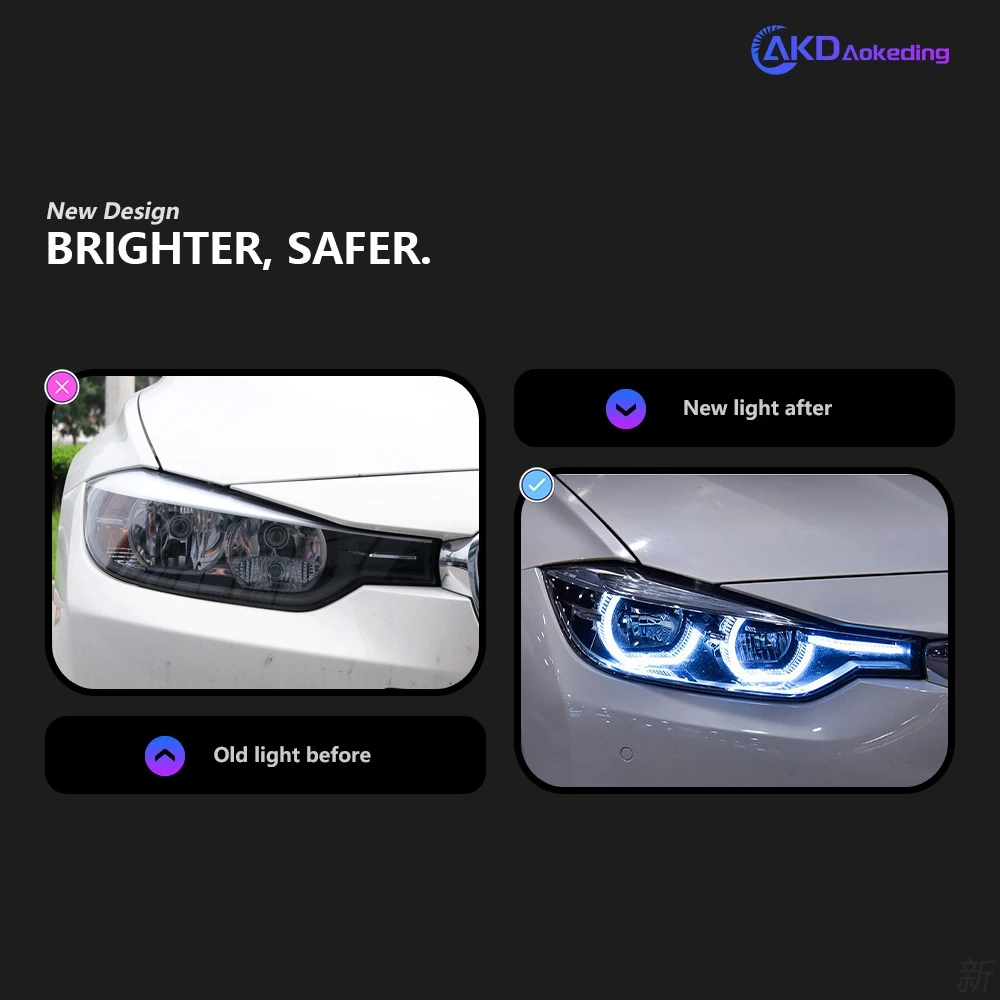 AKD Car Styling Head Lamp for BMW F30 Headlights 2013-2015 F35 LED Headlight 320i 318i 325i DRL Angel Eye Automotive Accessories