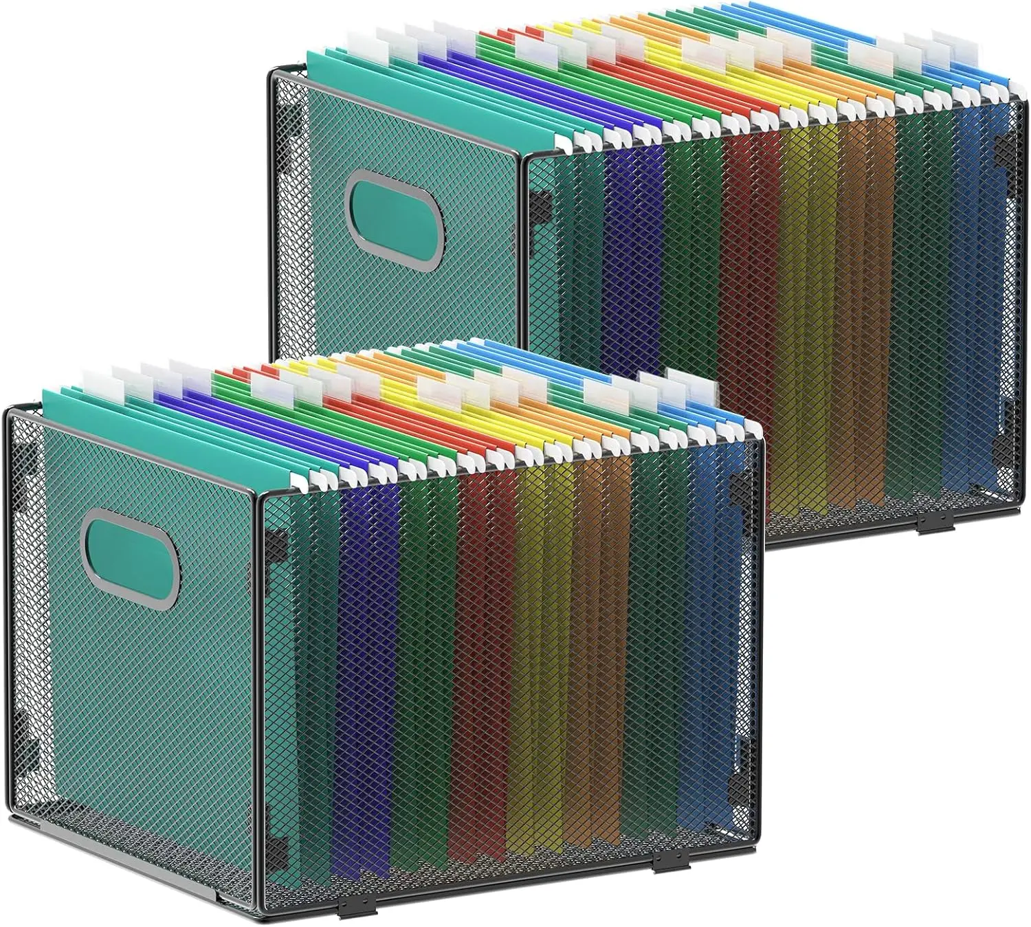 

2 Pack Mesh Hanging File Organizer Box, Collapsible Storage Cabinet for Letter Size Files, Folders & Documents