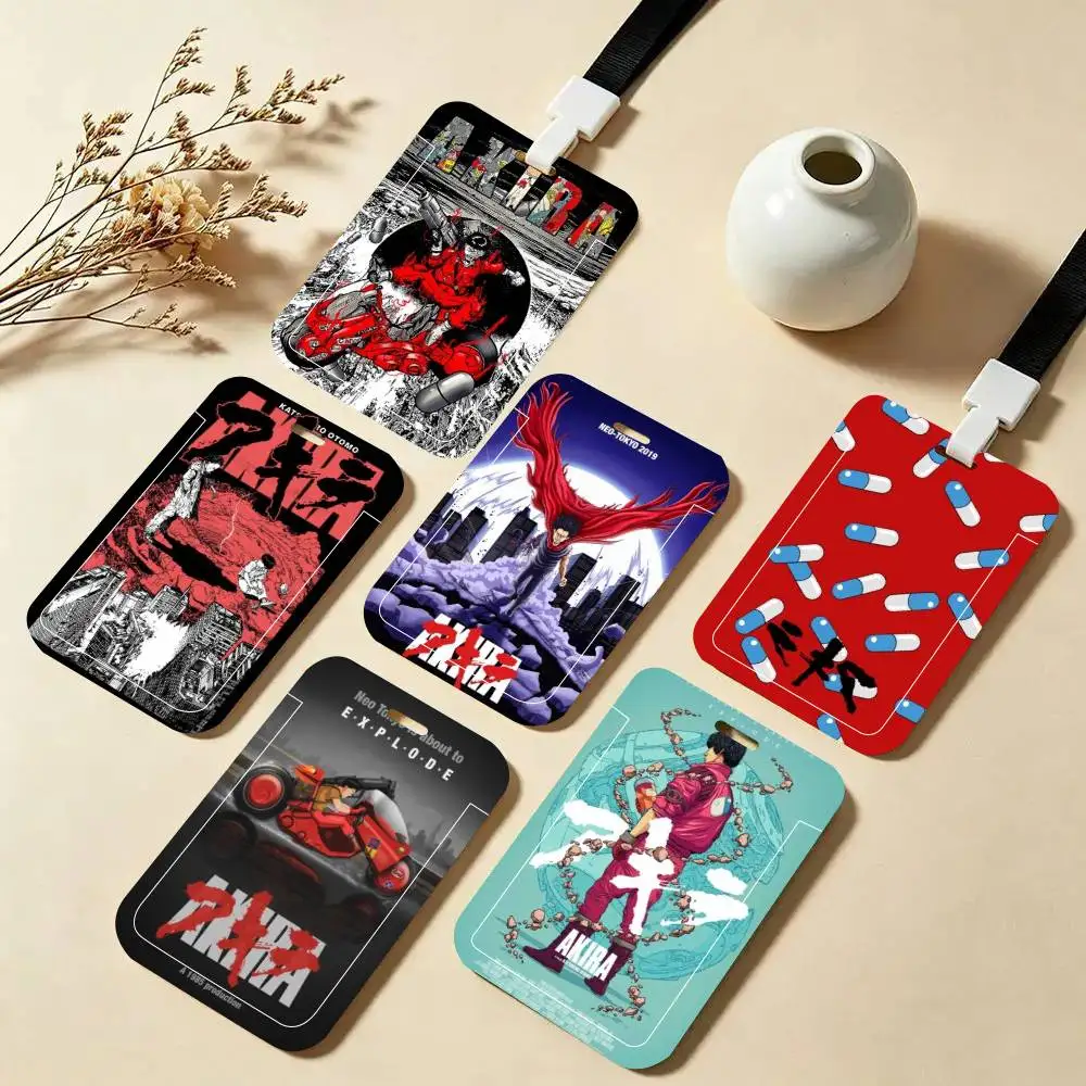 Akira Anime ID Card Holder Neck Strap Pendant Door Badge Holder Lanyards Keychain Work Credential Case Gift