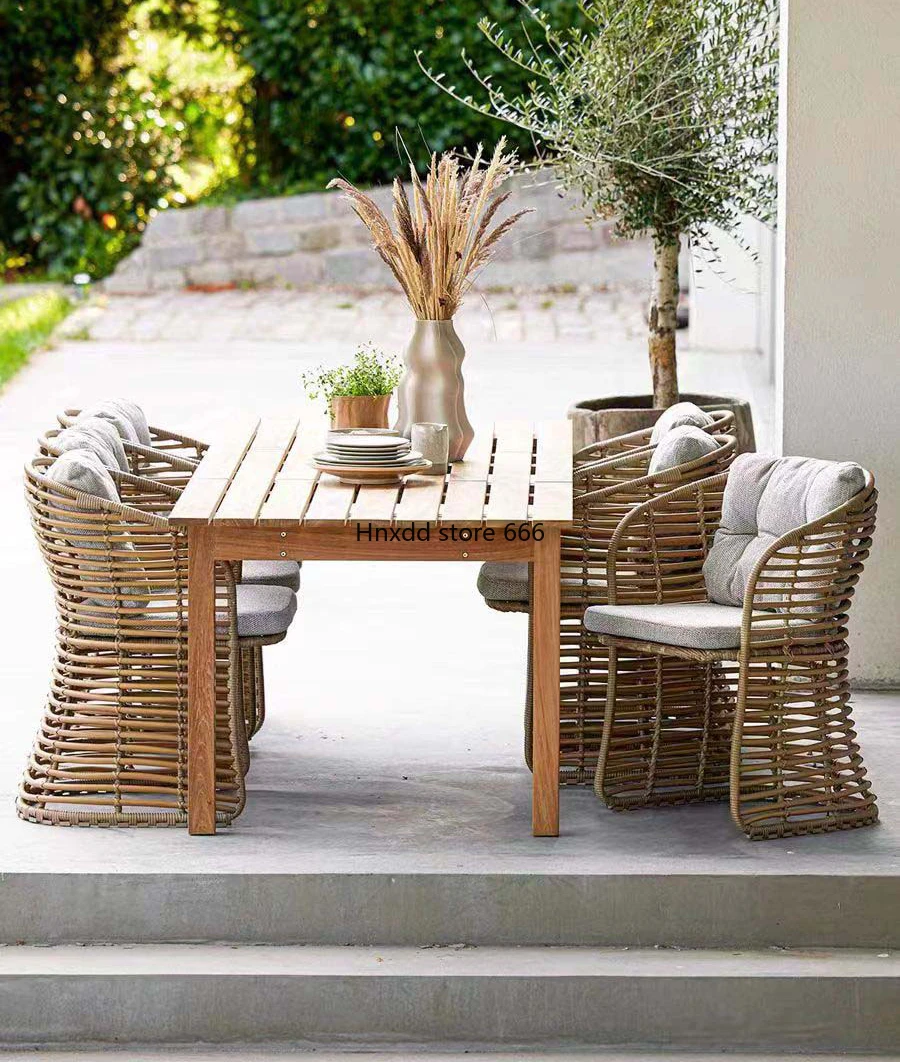 Outdoor rattan table and chair combination casual coffee table furniture