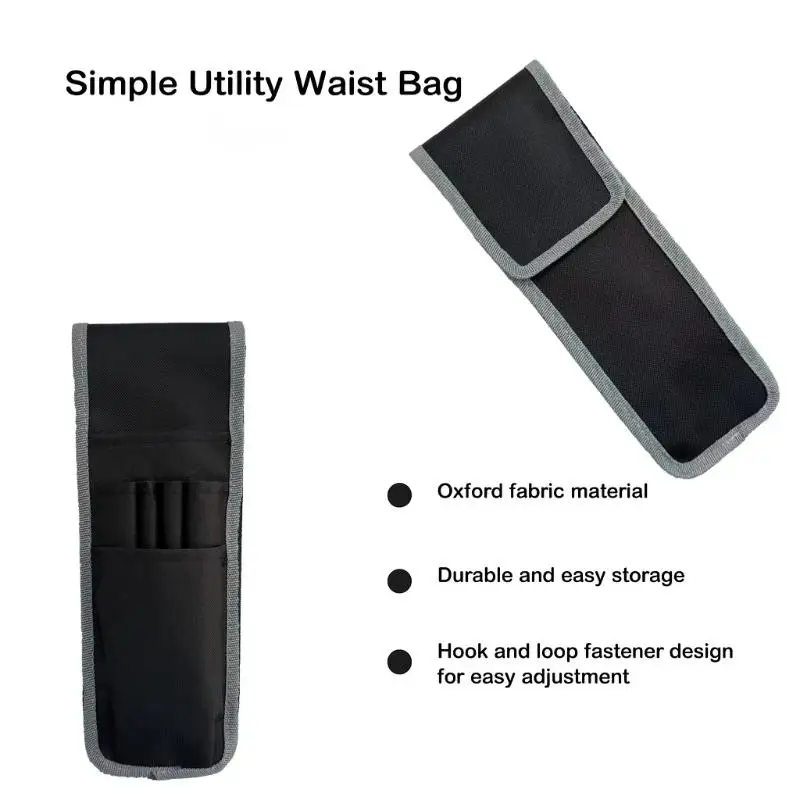 Multi-Pocket Electrician Tool Waist Pouch Black Oxford Cloth Durable Portable Pen & Scissors Organizer Bag for Men