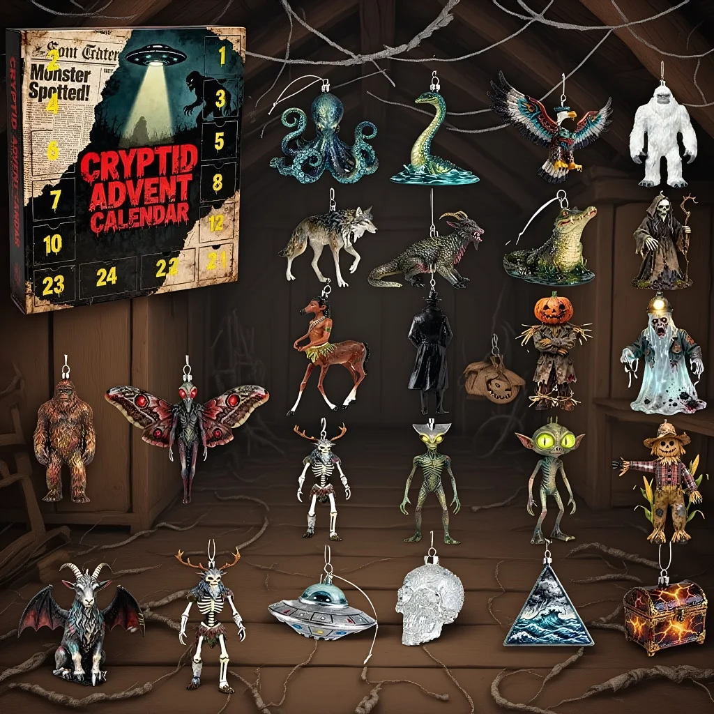 Calendario de Adviento de Parques nacionales, dinosaurio 2025 Cryptid, calendario de cuenta regresiva de 24 días, adornos colgantes, decoraciones para árboles de Navidad
