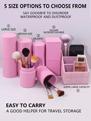 Large capacity PU makeup tool storage box Home advanced dressing table skin care products storage bucket pen holder