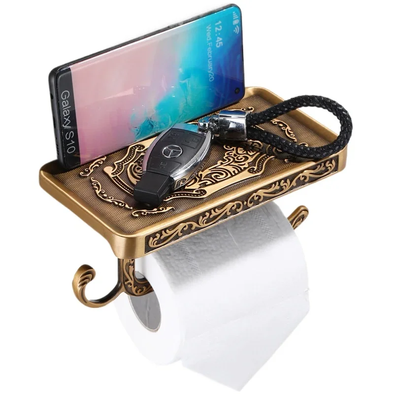 

Toilet Paper Holder Wall Mounted Vintage Classic Bathroom Antique Brass Roll Tissue Box Bathroom Accessories