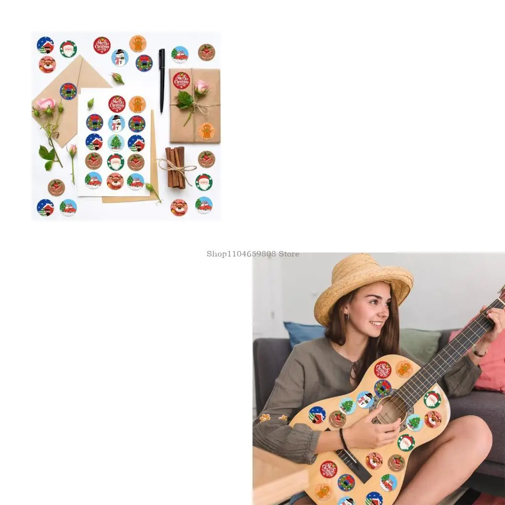 

Cartoon Christmas Stickers Waterproof Removable Tablets Decorations 500pcs/Roll