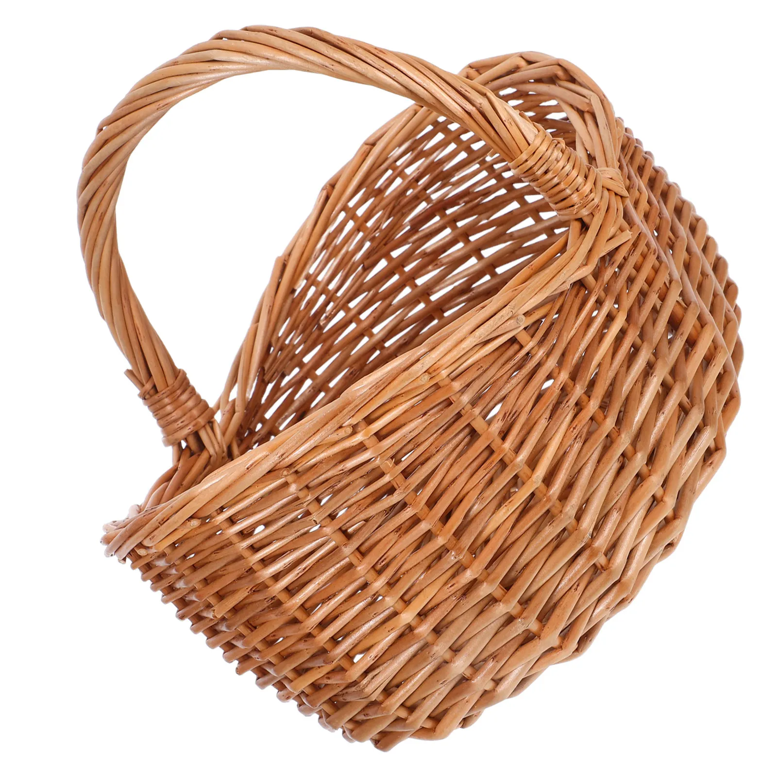 Handwoven Willow Basket Stylish Rustic Wicker Picnic Basket Portable Carry Tote for Shopping Gatherings Fruit Flowers Candy