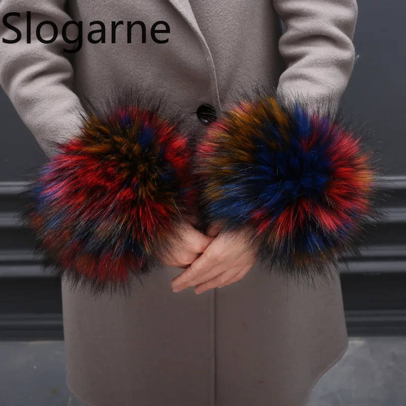 Women 2026 Fur Wrist Cuffs Sleeves Accessories Faux Fox Fur Elastic Arm Warmer Fur Bracelet Winter Fluffy Oversleeve Wristband