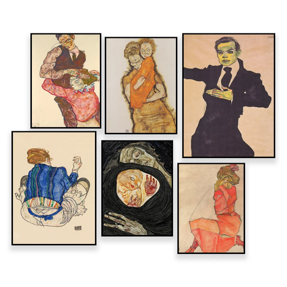 Egon Schiele - Max Oppenheimer (1910) - لوحة شهم ملصق طباعة ديكور فني جداري للمنزل عتيق #1