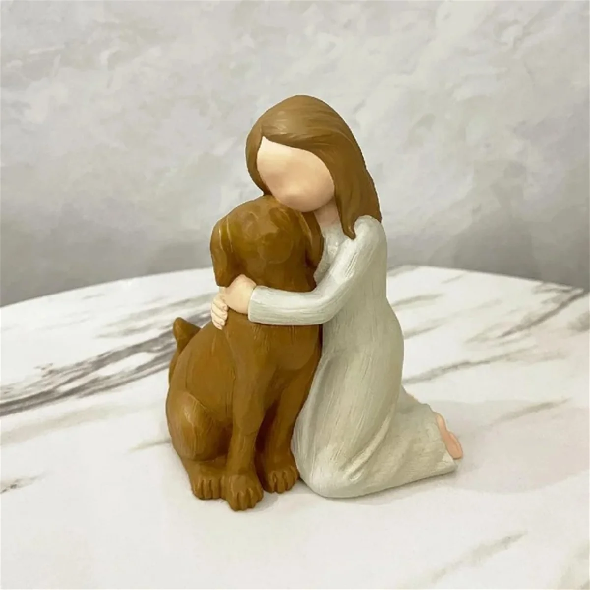 U-VBN-Love My Dog Figurines Statues, Dog Angel Friendship Remembrance Gifts,Sculpted Hand-Painted Figures for Dog Lovers Black