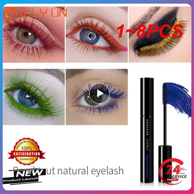 1 ~ 8 Stuks Gekleurde Mascara Wimpers Verlengende Gekrulde Lash Blauw Geel Groene Mascara Waterdichte Langdurige Vlekvrije Oogmake-Up