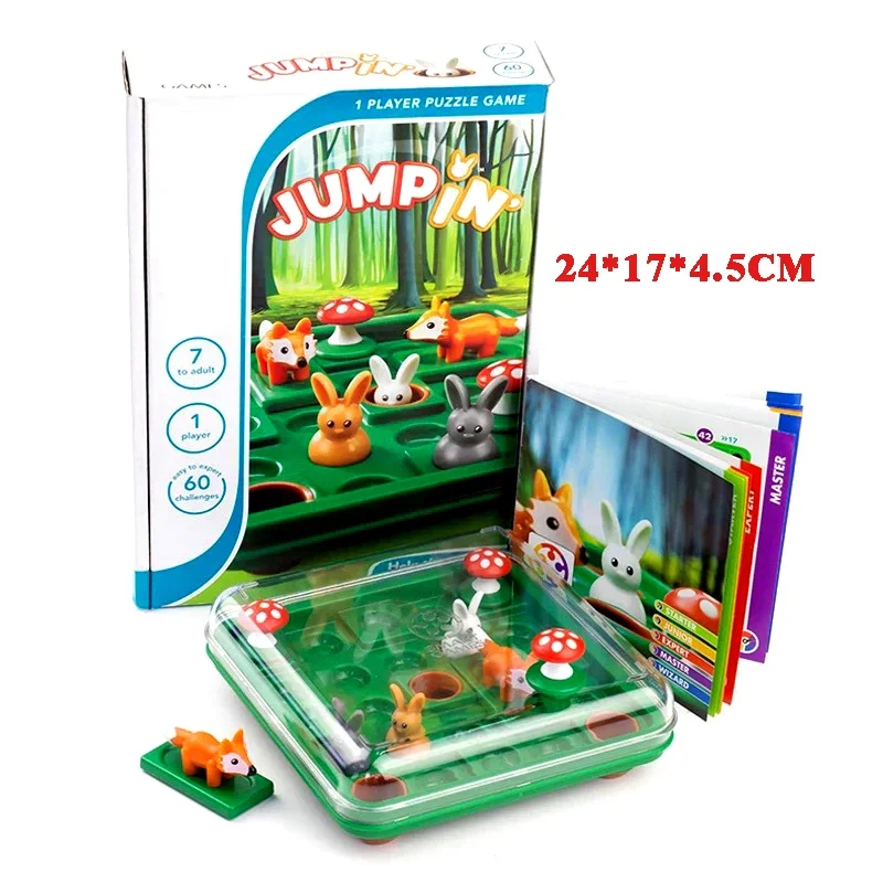 Bunny Bouncing Game Kids Puzzle Board Checkers Toy Funny Rabbit Fox Moving Strategy Tabletop Gift for Children Brain Development