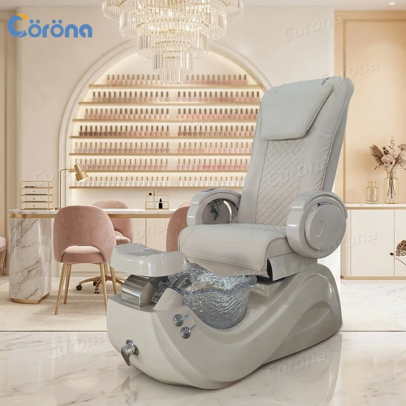 Pedicure Spa Chair with Bowl And Whirlpool Pedicure Platform Comfortable Salon Furniture for Professional Nail Care