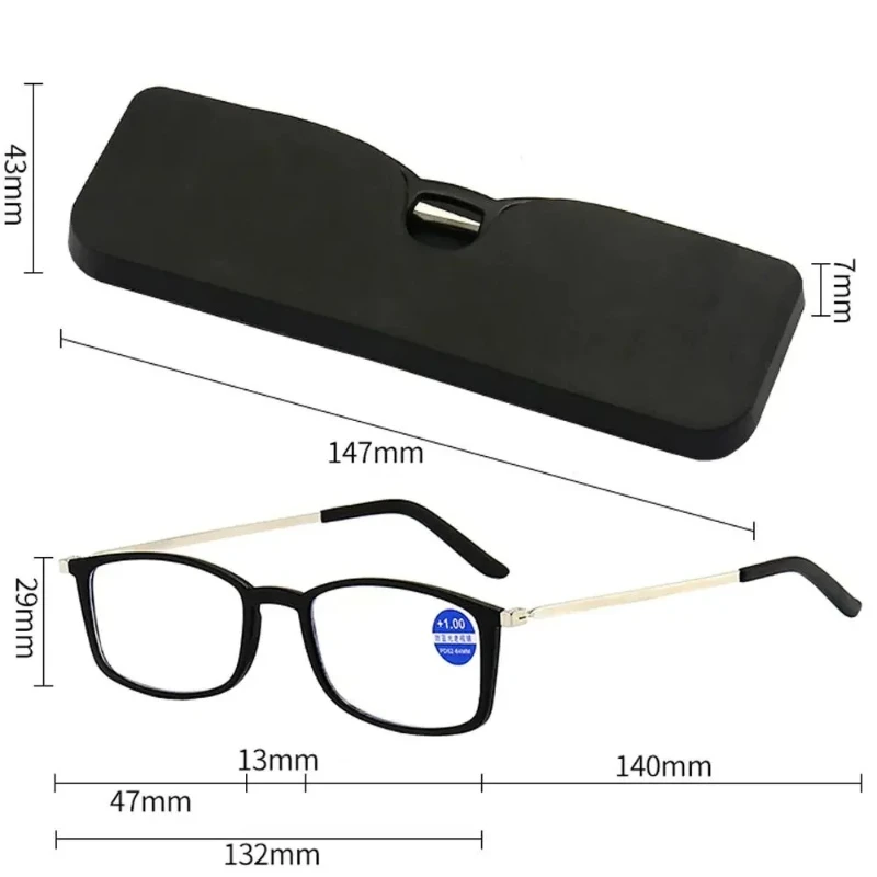 Ultra Thin Pastable Mobile Phone Reading Glasses Anti Blue Light Blocking for Men and Women with Eyeglasses Case +1.0 To +4.0