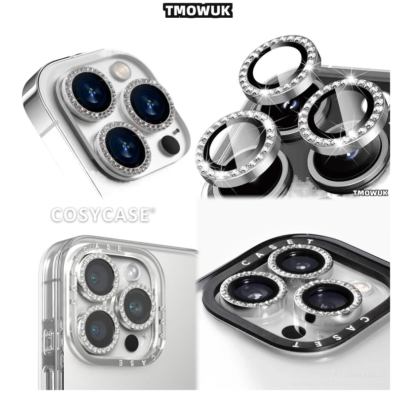 

For IPhone 16 15 14 Pro Max Plus 13 12 11 Pro Max Mini Diamond Lens Cover With Rhinestones