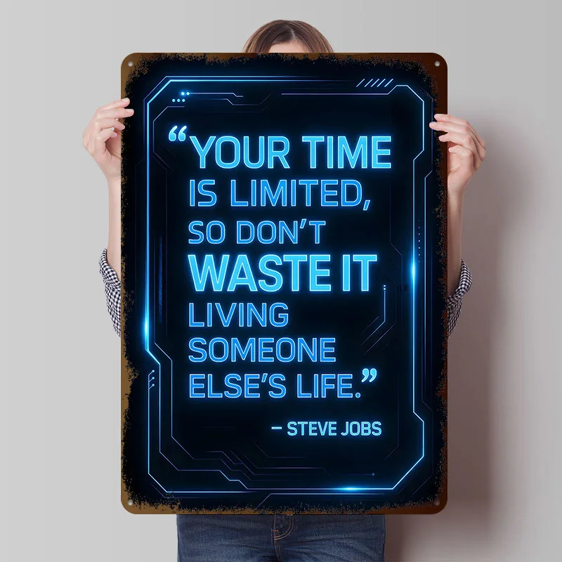Steve Jobs Quote on Time Metal Poster Customized Wall Art Retro Vintage Tinplate Signs for Bedroom Decorations Decoration Home