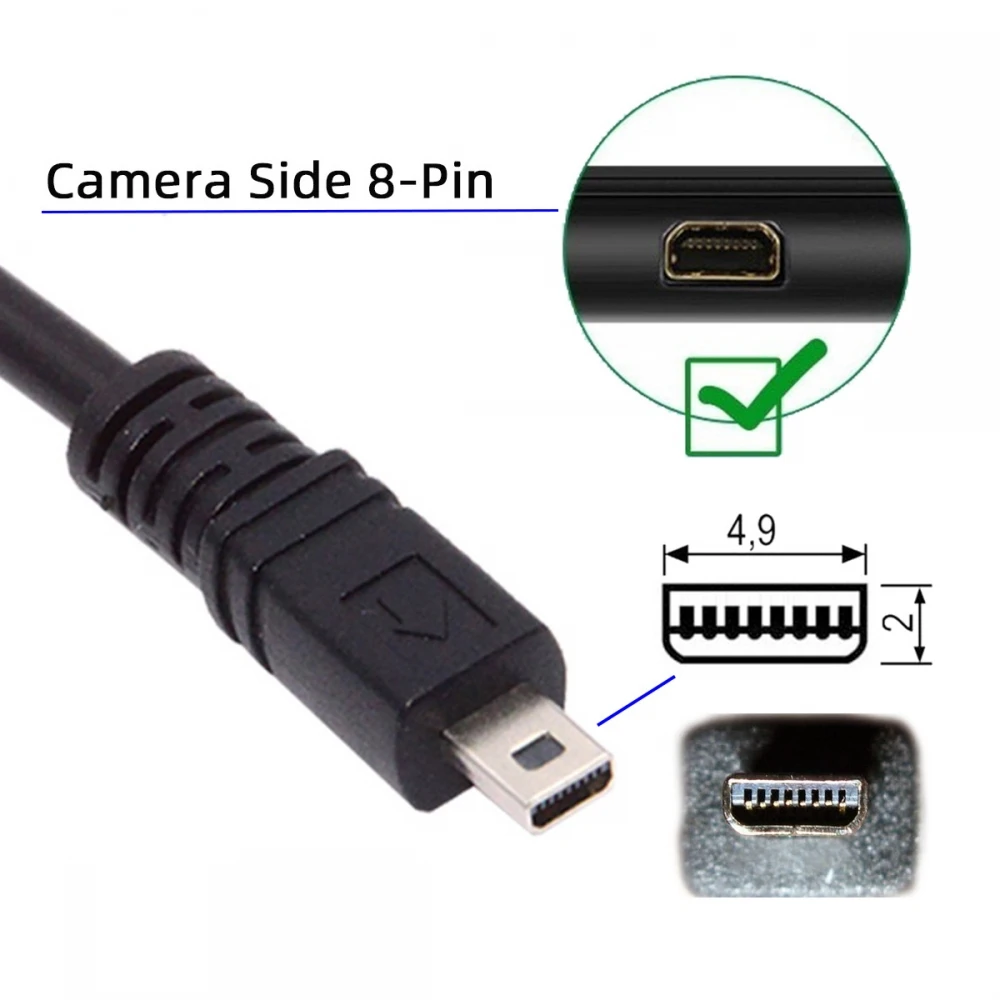 كابل كاميرا USB 2.0 Type-A ذكر إلى 8 Pin سلك شحن USB صغير لأوليمبوس Pentaxist FinePix لسوني نيكون Coolpix 1.5 متر