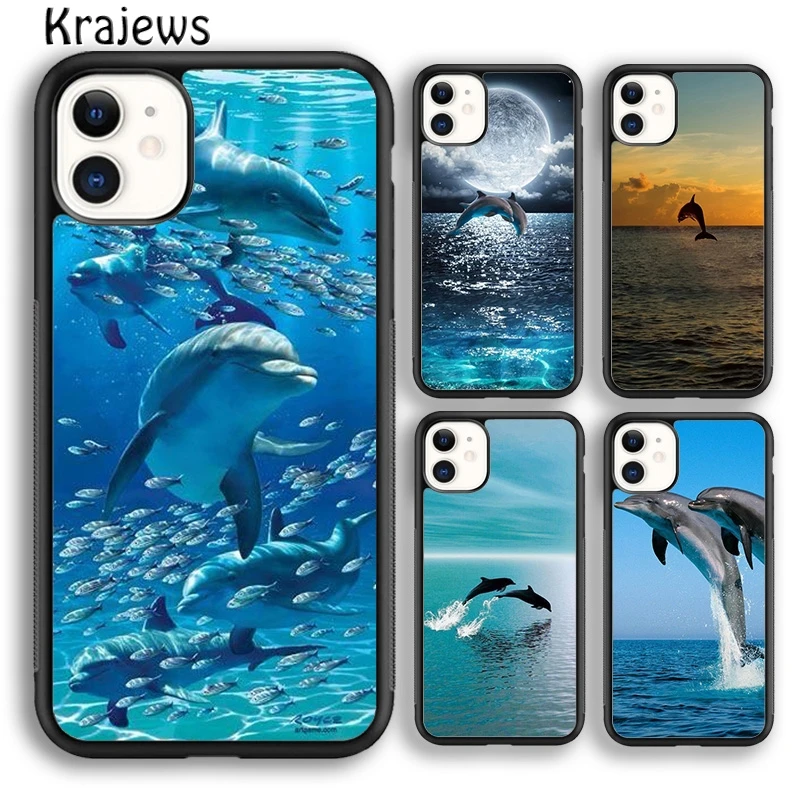 Krajews ocean dolphin Dance And Jumping Phone Case For iPhone 16 15 SE2020 14 6 7 8 plus 11 12 13 pro max coque Shell Fundas