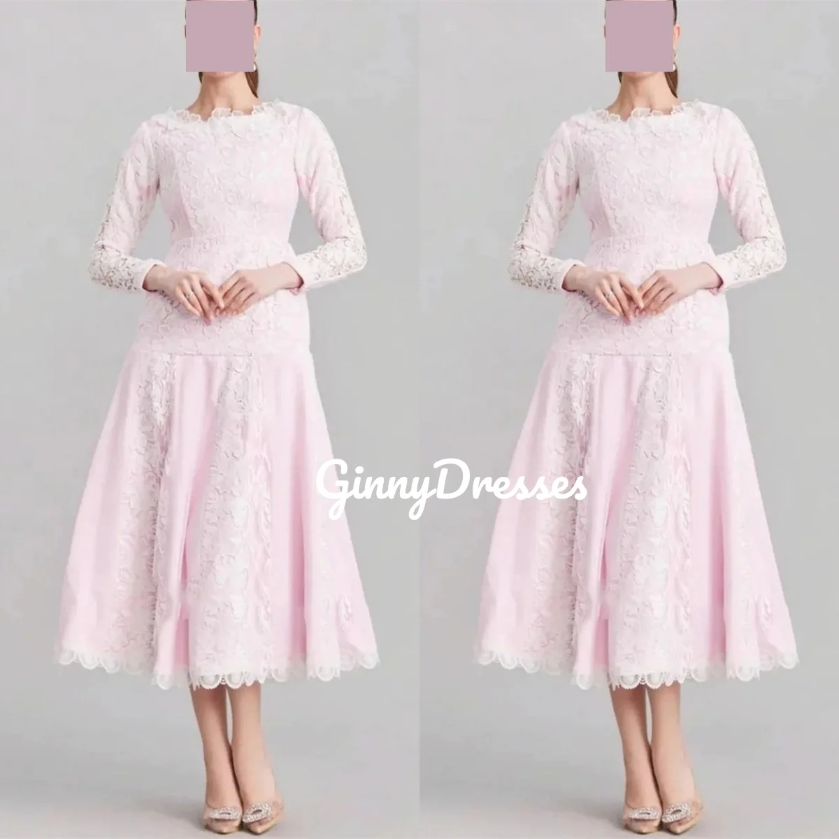 

Свадебное платье на заказ, длинные рукава, рюши, овальный вырез, элегантные платья для женщин, платья трапециевидной формы чайной длины для выпускного вечера Zi