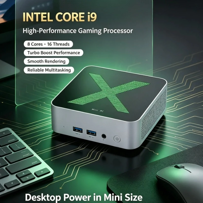 2026 Mini PC Core i9 8950HK Windows 11 Computer 16GB DDR4 1TB 2TB SSD 4K HD Gaming Mini Computer Desktop PC Gamer Portable