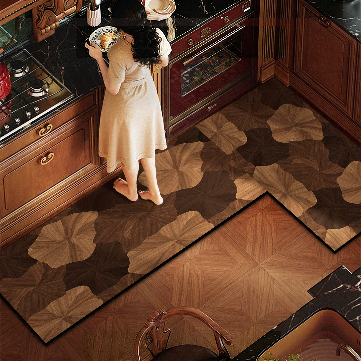 

Wood Grain Kitchen Rug Anti-slip Floor Mat PVC Leather Carpets Oil-proof Waterproof Mats Long Strip Runner Rugs Alfombra Cocina