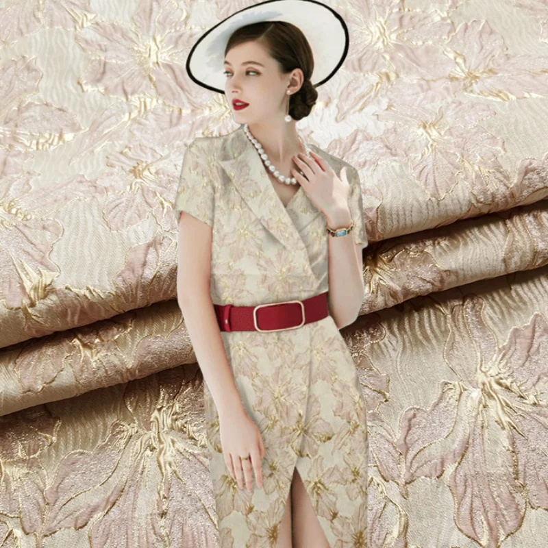 Jacquard Brocade Fabric Metal Wire Three-dimensional Relief Light Luxury Dress Fashion Cloth for Dress by the Meter