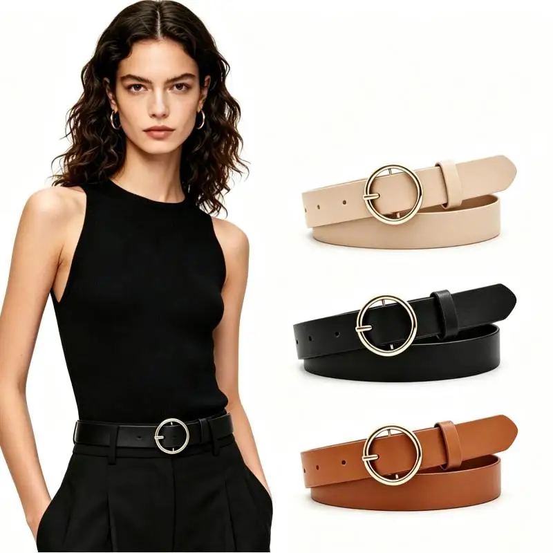 1PCS Korean Fashion Round Buckle Waist Belt: High-end Versatile Casual Skirt Decoration