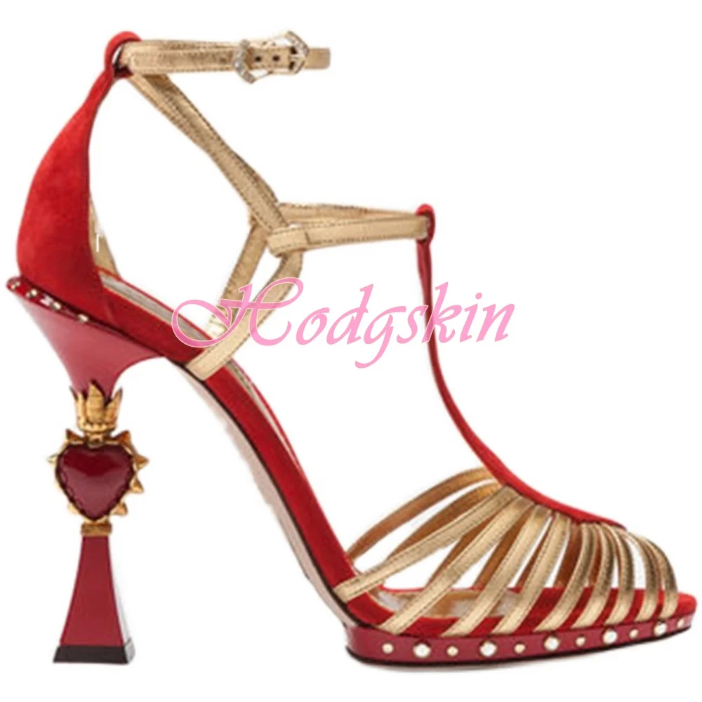 Straps Hollow Heart Heels Sandals Ankle Buckles Stiletto Heels Women Sexy Shoes Summer Party Runway Designer Sandals Fashion