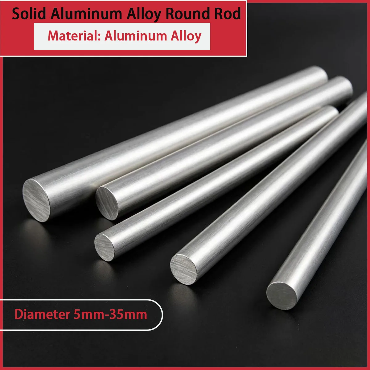 Solid aluminum alloy round bars with diameters ranging from 5mm to 35mm are used for mechanical parts, hardware processing, etc
