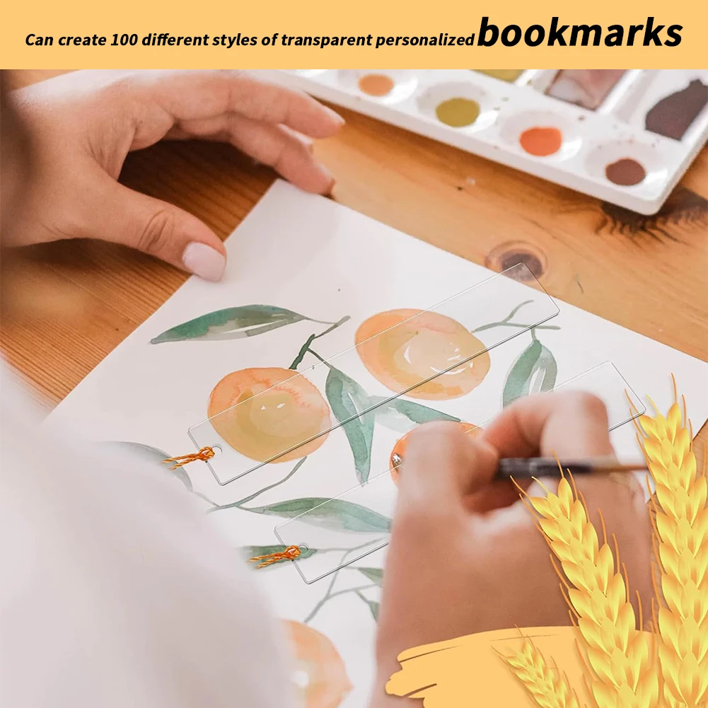 100pcs Transparent Acrylic Book Markers With 100pcs Colorful Tassels Bookmark Personalized Tassels Blank Bookmarks DIY