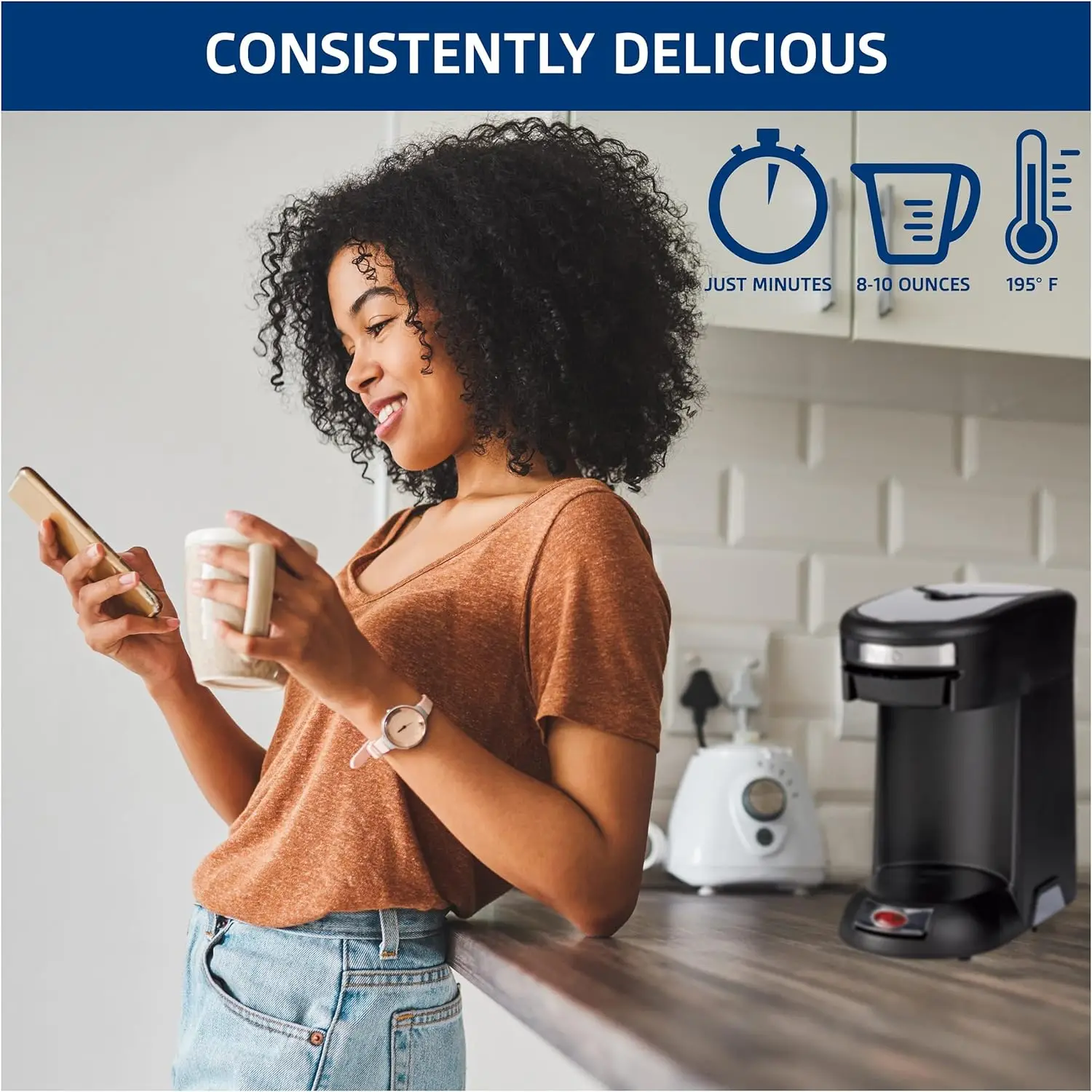 ماكينة صنع القهوة ذات الخدمة الواحدة، تحضير 10 أونصة من القهوة أو الماء الساخن، وعبوات قهوة مشوية داكنة عادية سعة 84 قيراط