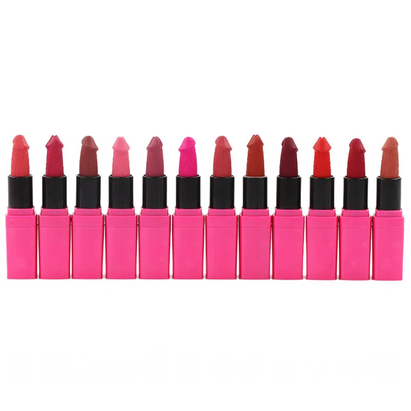 Hot Penis Shape Lipsticks Mushroom Long Lasting Waterproof Sexy Matte Lip Stick Moisturizer Makeup Pigment Cosmetics Tools